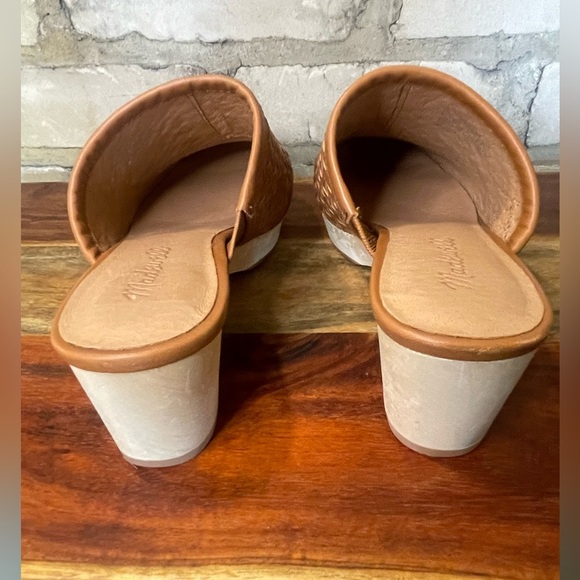 Madewell Jordyn Clog NWOT in Woven Leather Wood Heel, Comfortable, Camel Sz 6.5 - Picture 9 of 16